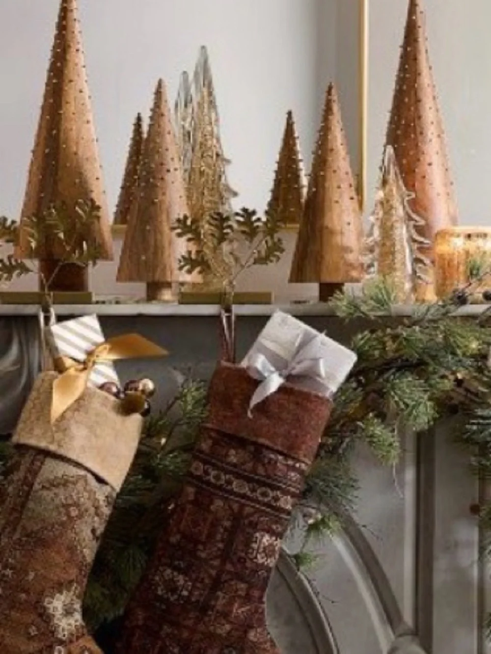Crate & Barrel Studded Wood Trees Set of 2 * NEW